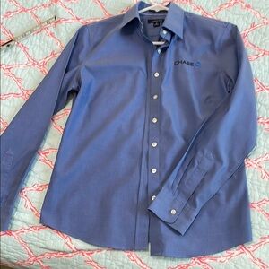 Lands' End Blue Button Down Shirt Tailored Long-Sleeve
